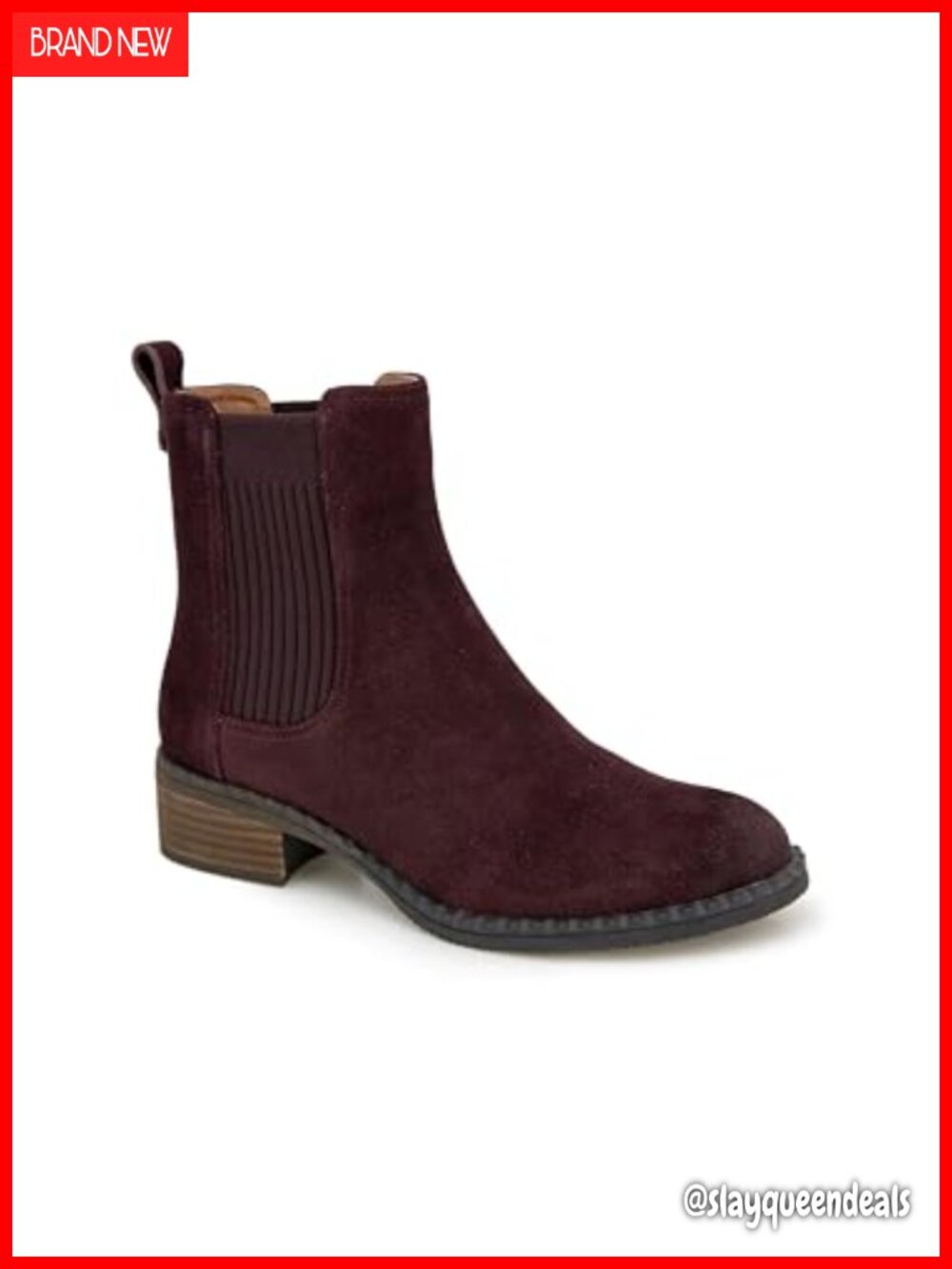 Suede Ankle Bootie Elastic Chelsea Block Heel Rounded Toe